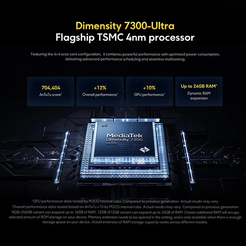 포코 X7 5G 글로벌 버전 휴대폰 치수 7300 울트라 1.5K 120Hz AMOLED 곡선 디스플레이, 50MP OIS 카메라, 5110mAh 배터리 NFC