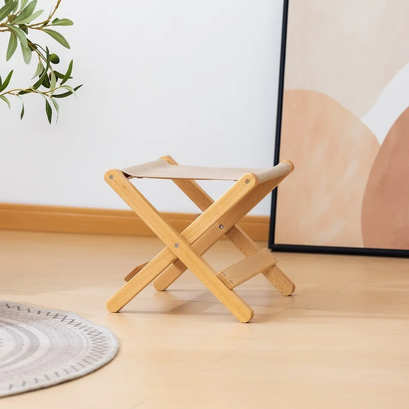 Silla para acampar al aire libre, taburete portátil, silla de pesca Matzah, arte de Picnic, taburetes pequeños plegables de ocio de madera de haya cruda