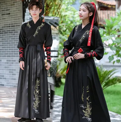 Hanfu starożytny styl szermierza garnitur w stylu chińskim dziecięcy starożytny kostium mężczyźni kobiety dwuczęściowy zestaw odzież Cosplay
