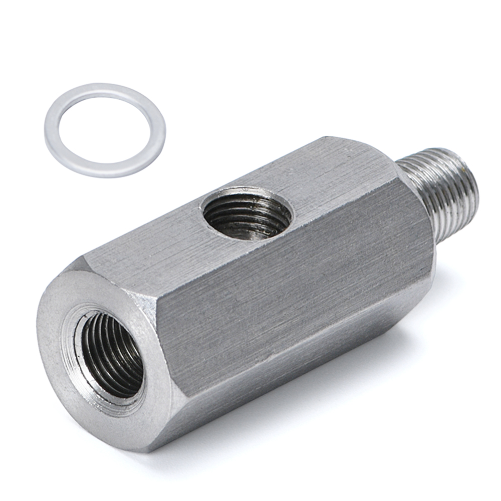 Sensor de presión de aceite BSPT de 1/8 pulgadas de acero inoxidable, adaptador en T Sendor a calibre 1/8 NPT, pieza en T, accesorios para coche VR-OGA02