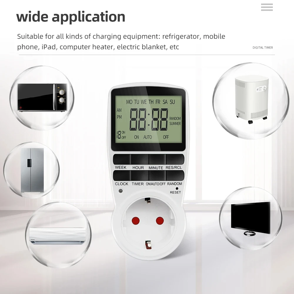 Electronic Digital Timer Switch Socket Kitchen Timer Outlet Programmable Timing Socket Control 220V EU US UK AU Plug