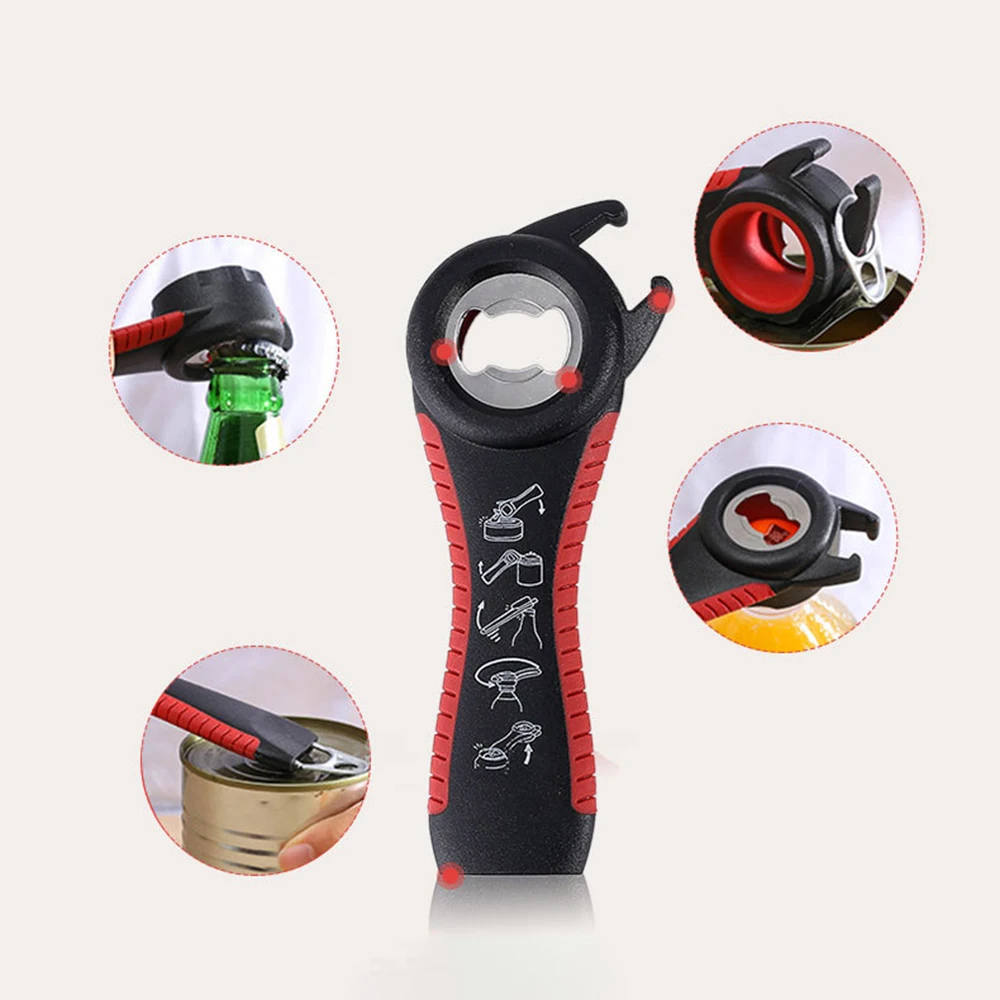 Multifunctional 6-in-1 Jar Opener And 4-in-1 Bottle Opener with Non-Slip Lids Gripper - Kitchen Tool for Easy Opening