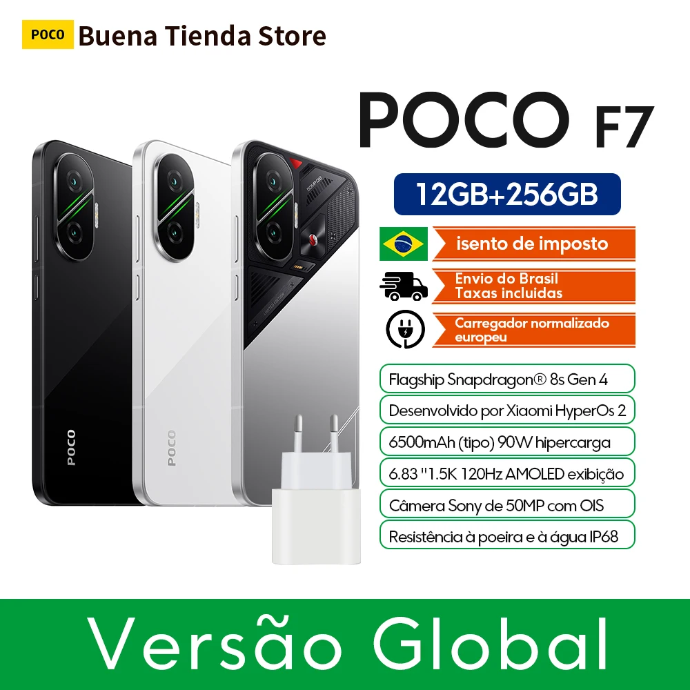 【Estreia mundial】 POCO F7 5G Versão Clobal Smartphone Snapdragon 8s Gen 4 6,83 '' Display AMOLED 6500mAh Bateria 90W Carga NFC