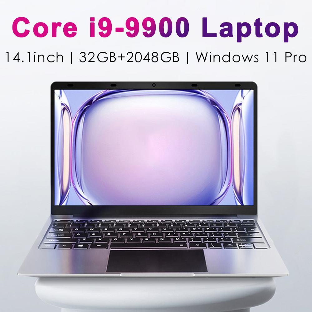 New Core I9 14.1 Inch Laptop Intel I9 9900 32 GB Ram 2048GB SSD Gaming Pc for Office and Studio Windows 11 Pro