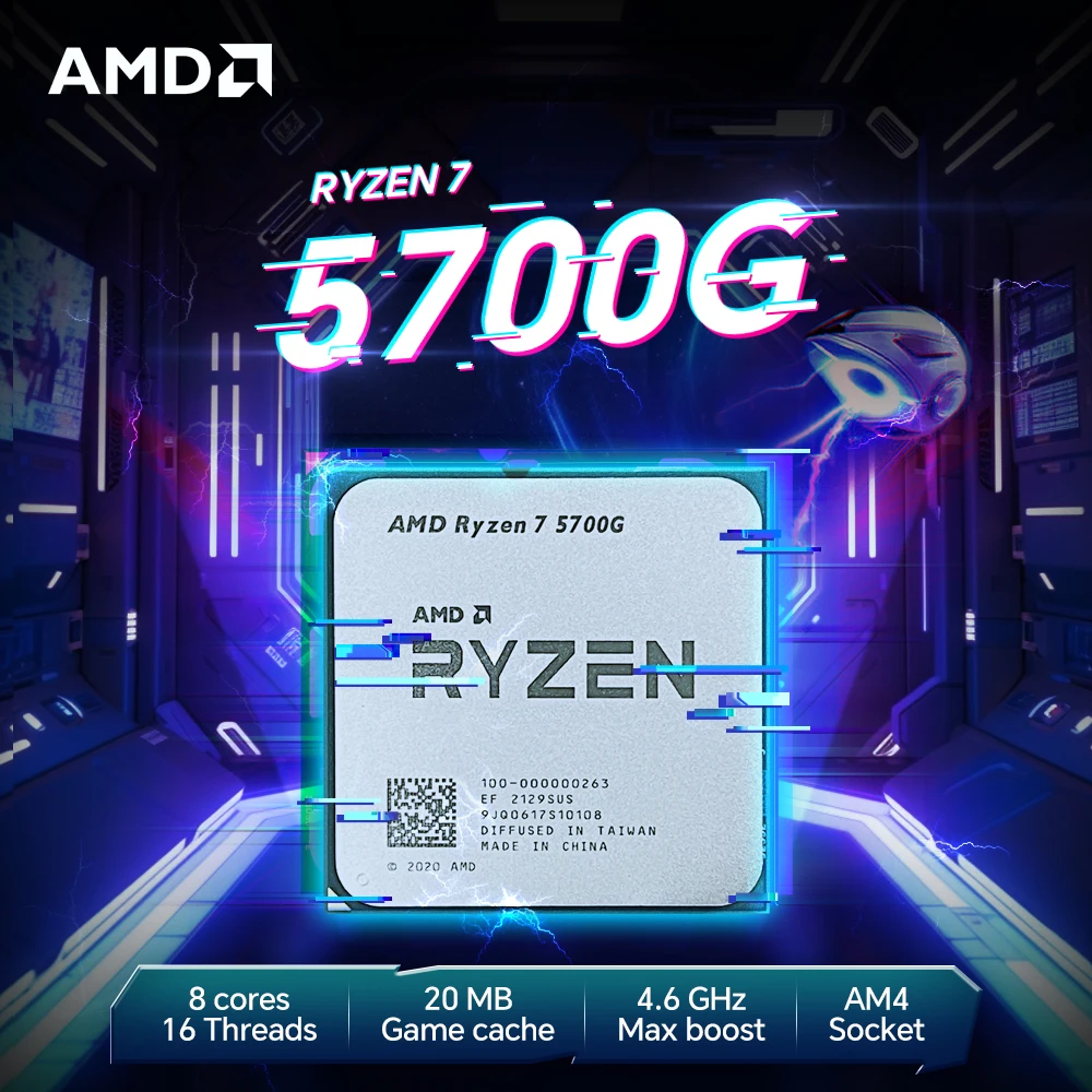 【Marca +】AMD RYZEN 7 5700G CPU 100% novo processador 5700G Desktop PC Gamer 4,6 GHz 8 núcleos 16 threads Vega 8 placa gráfica