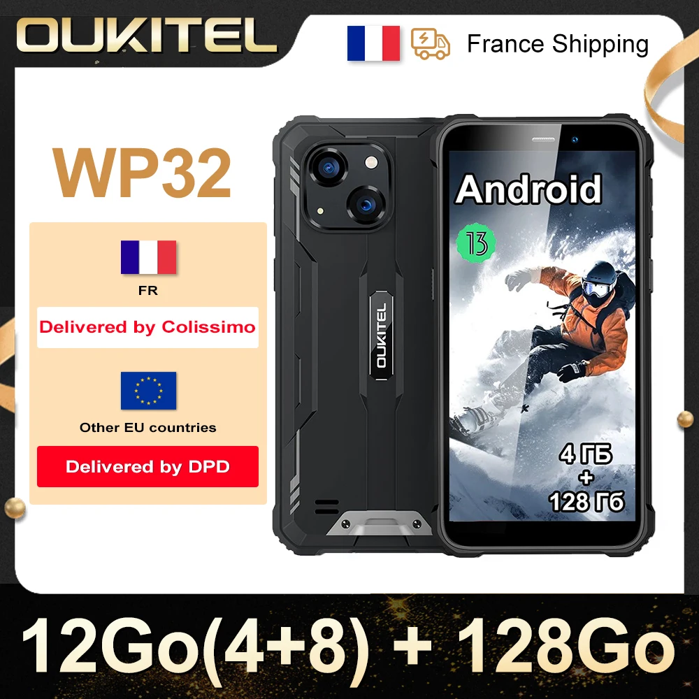OUKITEL WP32 12GB(4+8) 128GB Mobiltelefon IP68, Octa-Core, 6.0" HD+, Unzerbrechliches Smartphone 6300mAh Android 13