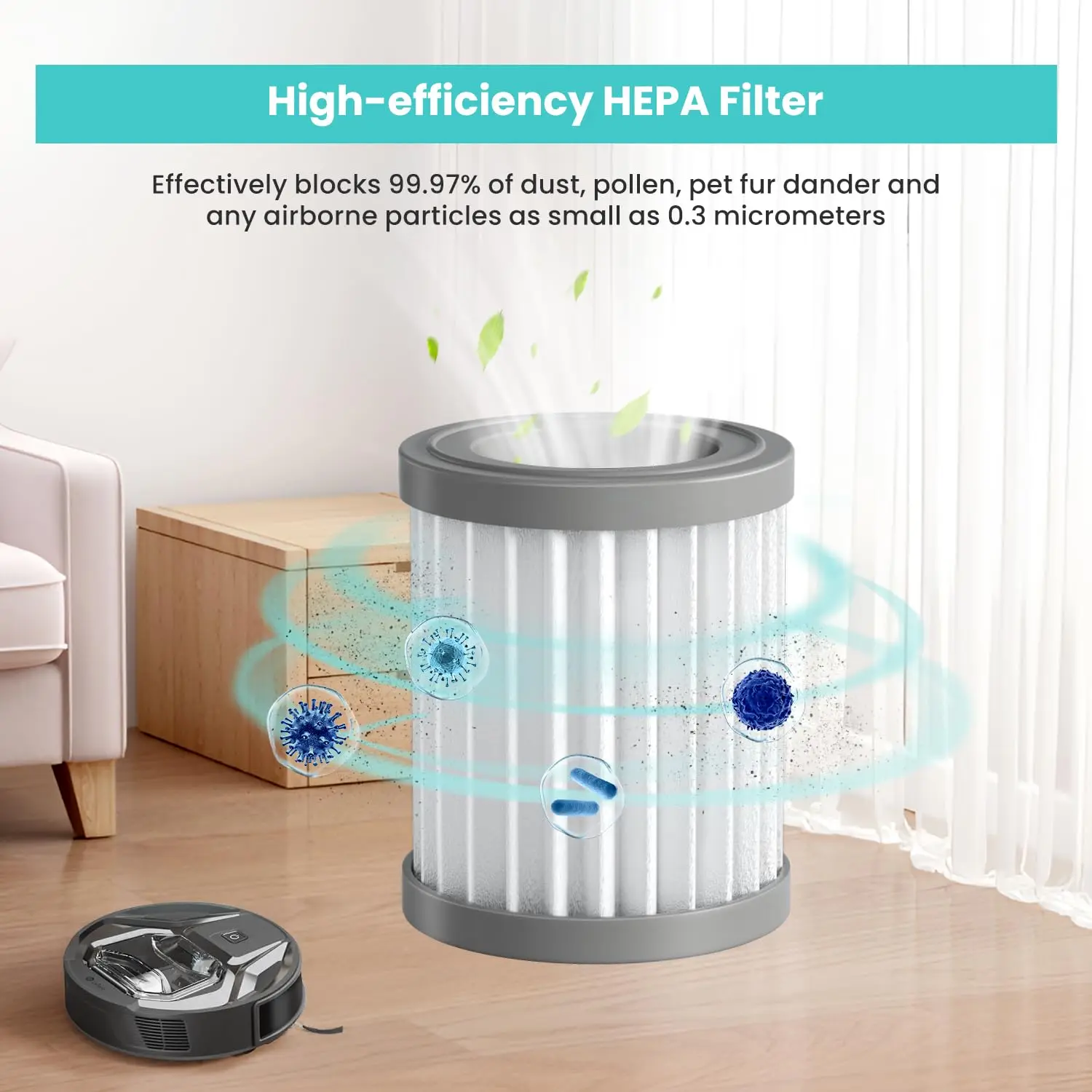 Lefant Filter Replacement Kit Suitable for Lefant M320 / M320G Robotic Vacuum Cleaner, 4 Pack