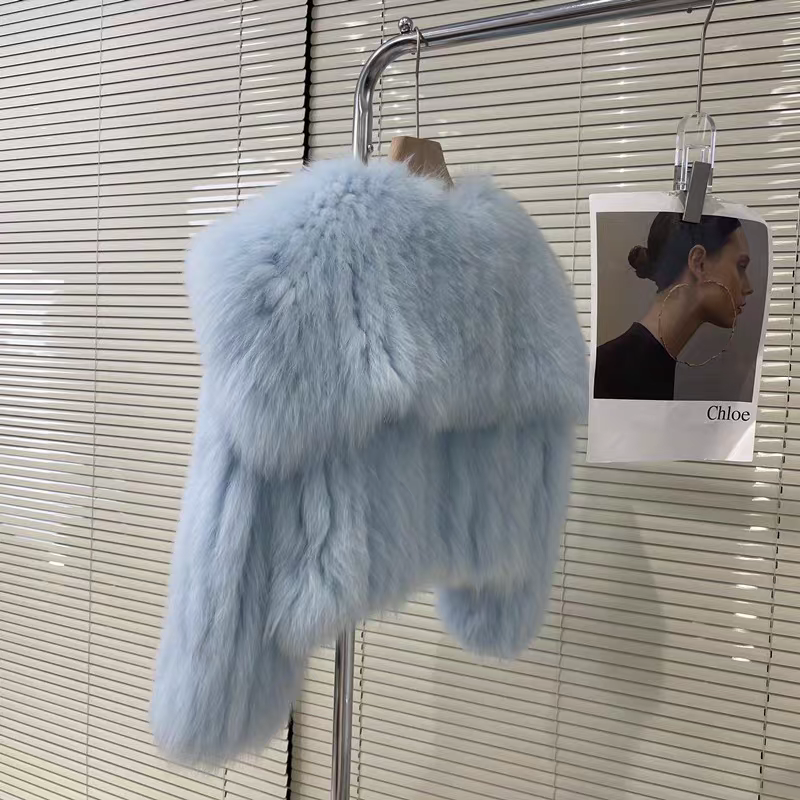 Fall Winter Short Sle Women's Jacket Fake Fur Navy Collar Eco-friendly Korean Version Fox Fur Coat Commute Sle Premium Qu...