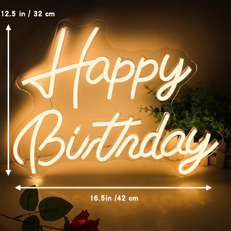 LED Neon Happy Birthday Neon Schild Wandkunst Schlafzimmer Wohnzimmer Party Hintergrund Dekor Lampe Leuchtschild USB-betrieben