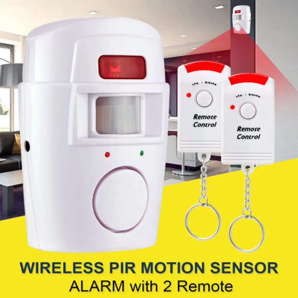 Drahtloser Dual-Remote-Bewegungsmelder-Alarm, Infrarot-Sicherheitsdetektor für Innen- und Außenbereich, Zuhause, Garage, Einbruchwarnsystem