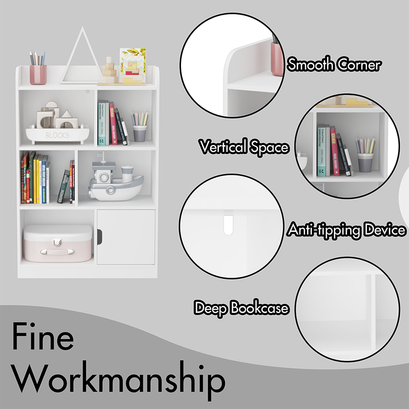 Kids Bookcase,Bookshelf with 6 Compartments,Freestanding Shelves and Cube Organizer,for Bedroom Living Room Office Closet School