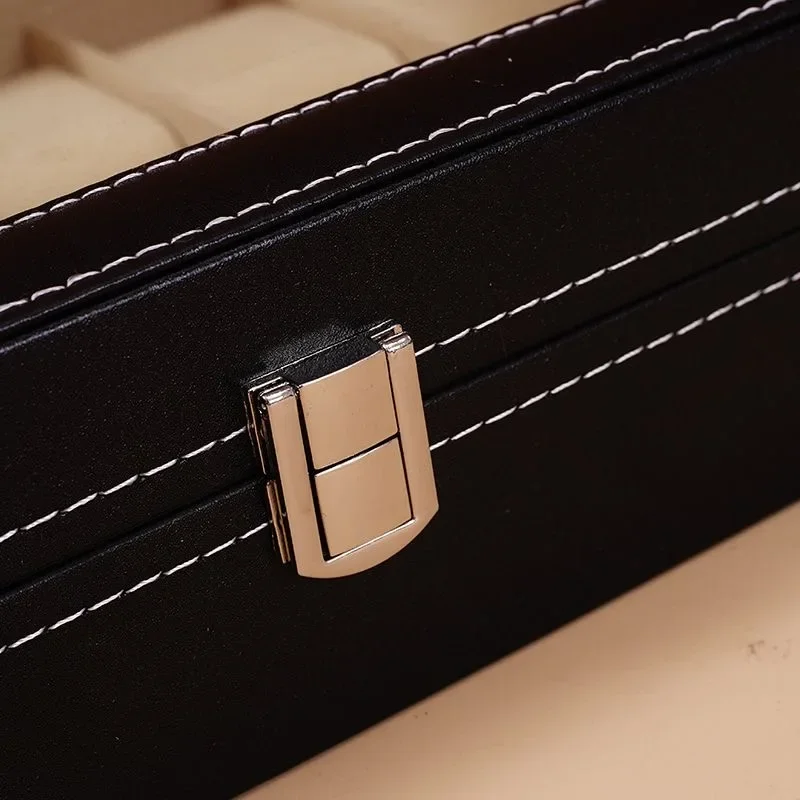 Uhrenvitrine-Organizer aus Leder im klassischen Stil – Schmuckaufbewahrungsbox mit Glasplatte für Herren – mehrere Schlitze erhältlich
