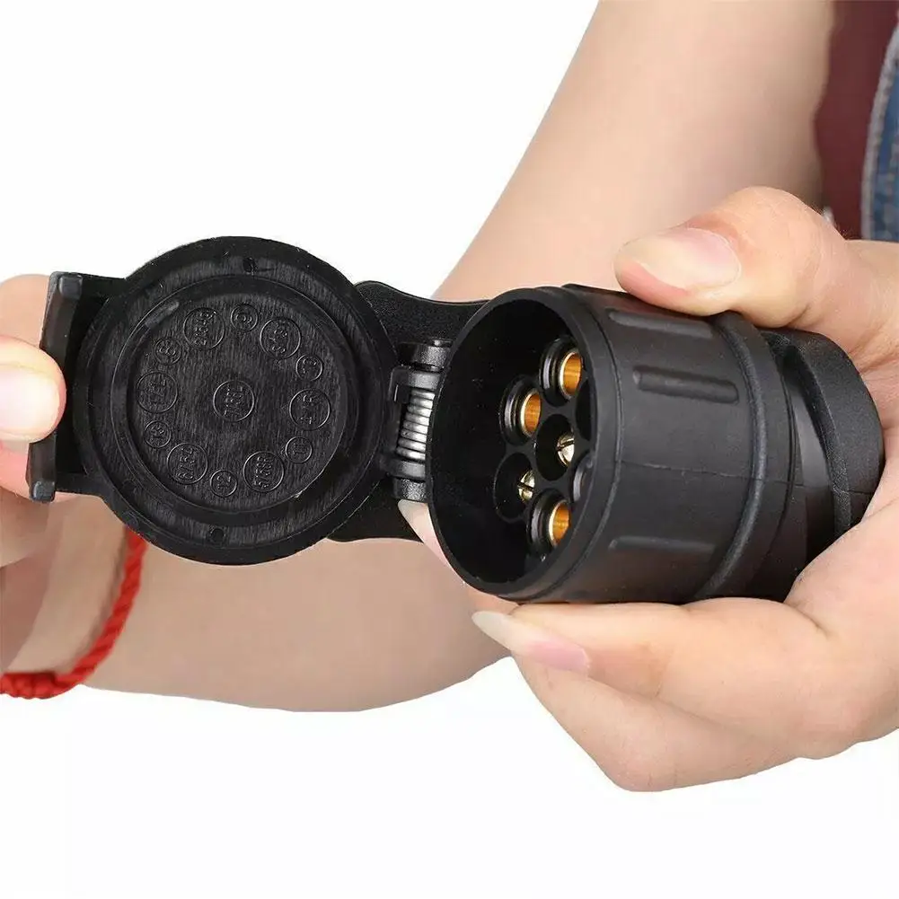   Adaptador de enchufe de 13 a 7 pines, conector de remolque, barra de remolque de 12V, enchufes impermeables, adaptador de enchufe, protege las conexiones
