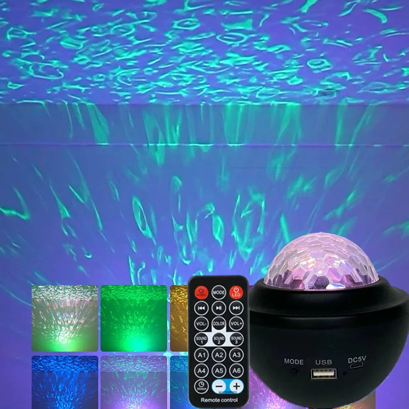 LED Northern Lights Galaxy Projector Aurora Starry Sky Lamp Bluetooth Speaker Remote Control Auto-Rotating for Room Party Decor
