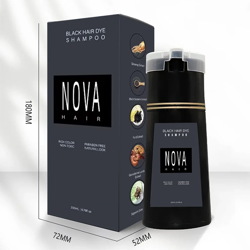 200ml nova shampoo de tintura de cabelo 3-em-1 shampoo de coloração de cabelo instantâneo tintura shampoo masculino feminino natural rápido cabelo branco tingido cabelo preto