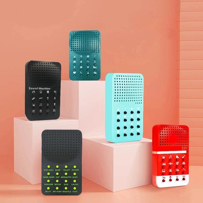 Gadgets แปลกใหม่เสียงของเล่น Mini สีแดง 16 ปุ่มเสียงกล่องตลก 16 เสียงที่แตกต่างกันเด็กผู้ใหญ่ Prank Music Box