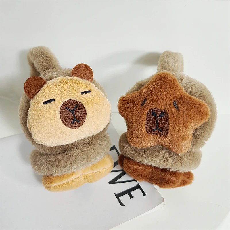 ฤดูหนาวหนา Capybara Guinea Pig Plush Ear Muffs นักเรียนขี่จักรยานกลางแจ้ง Warm Windproof เย็นหูอุ่น Plush Earmuffs