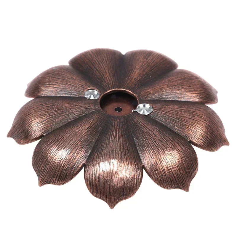 ใหม่ 1PC ธูป Burner Stick ผู้ถือแผ่นพระพุทธศาสนา Lotus Censer Nasturtium Bronze ธูป Burner