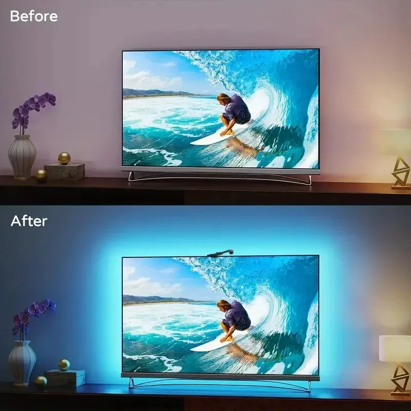 TV LED Backlight with AR Color Gamut Sensor, 12.5FT-16.4ft RGB Light Strip, Suitable for 55-85 Inch TVs and Monitors
