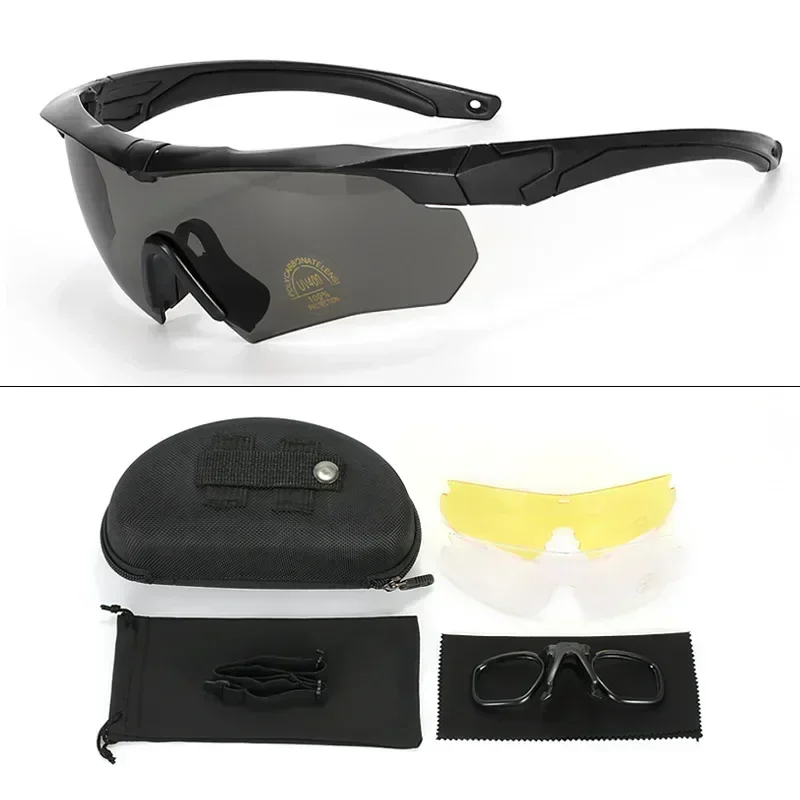 Nuevas gafas tácticas polarizadas, juego de 3 lentes, gafas de escalada para deportes al aire libre, gafas protectoras de seguridad a prueba de viento y polvo