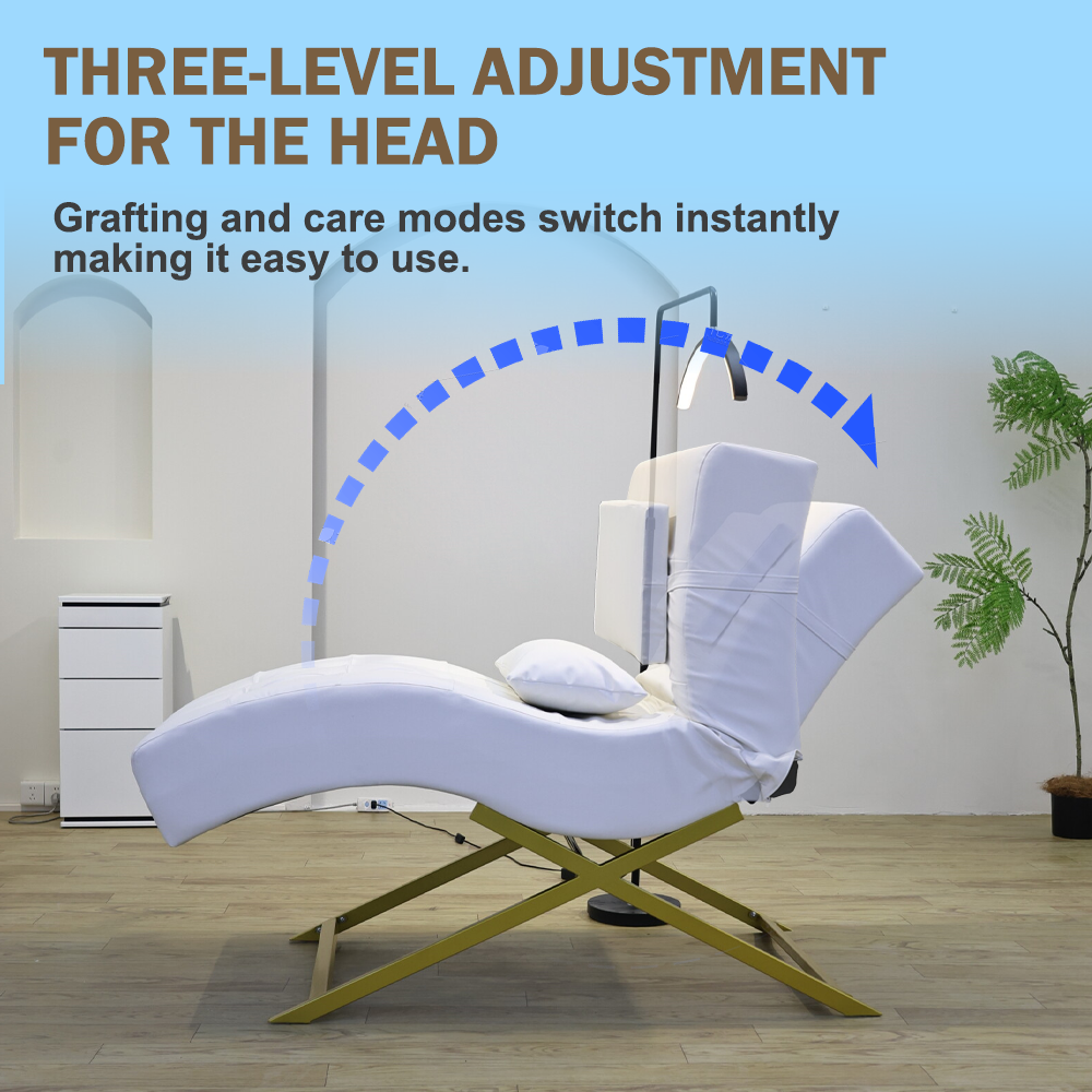 Arc Shape Luxury Eyelash Extension Bed Salon Chair for Beauty Eyelash Massage Bed