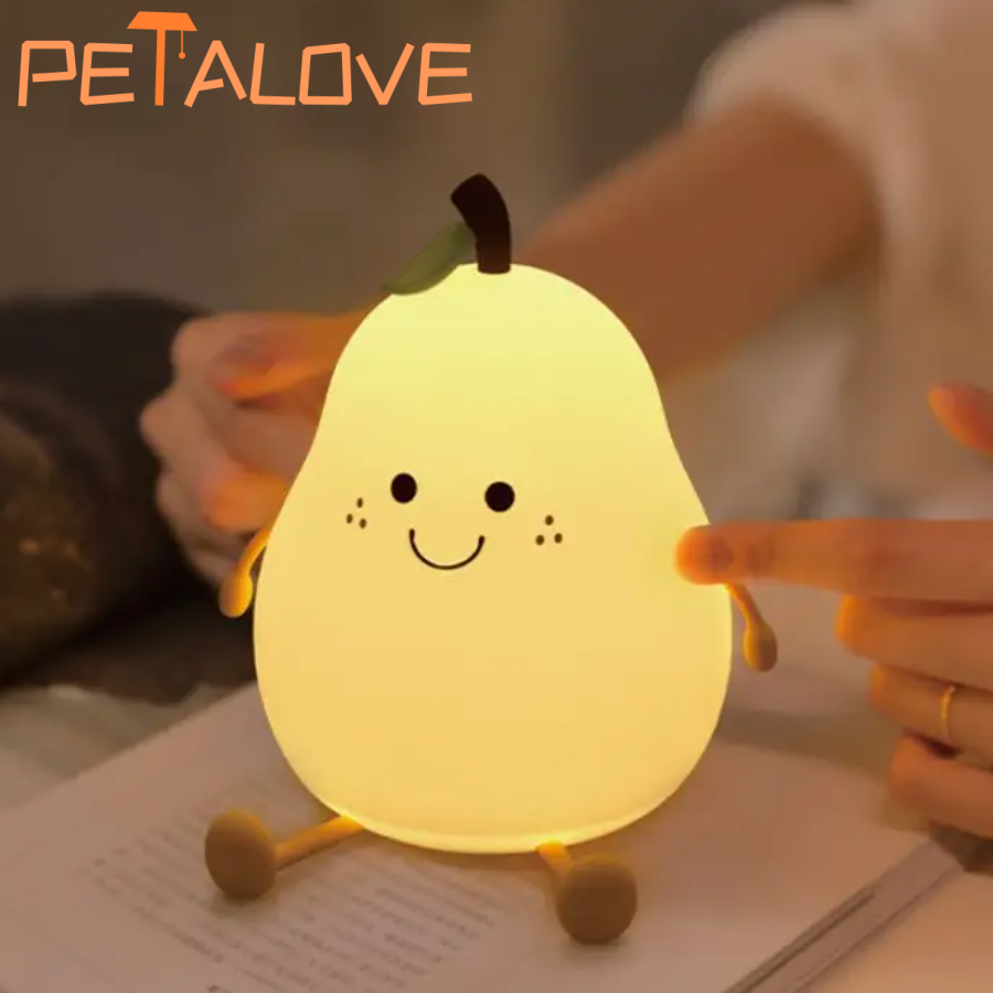 LED 배 바나나 과일 실리콘 밤 빛 터치 USB 충전식 만화 머리맡 램프 침실 장식 귀여운 아이 선물