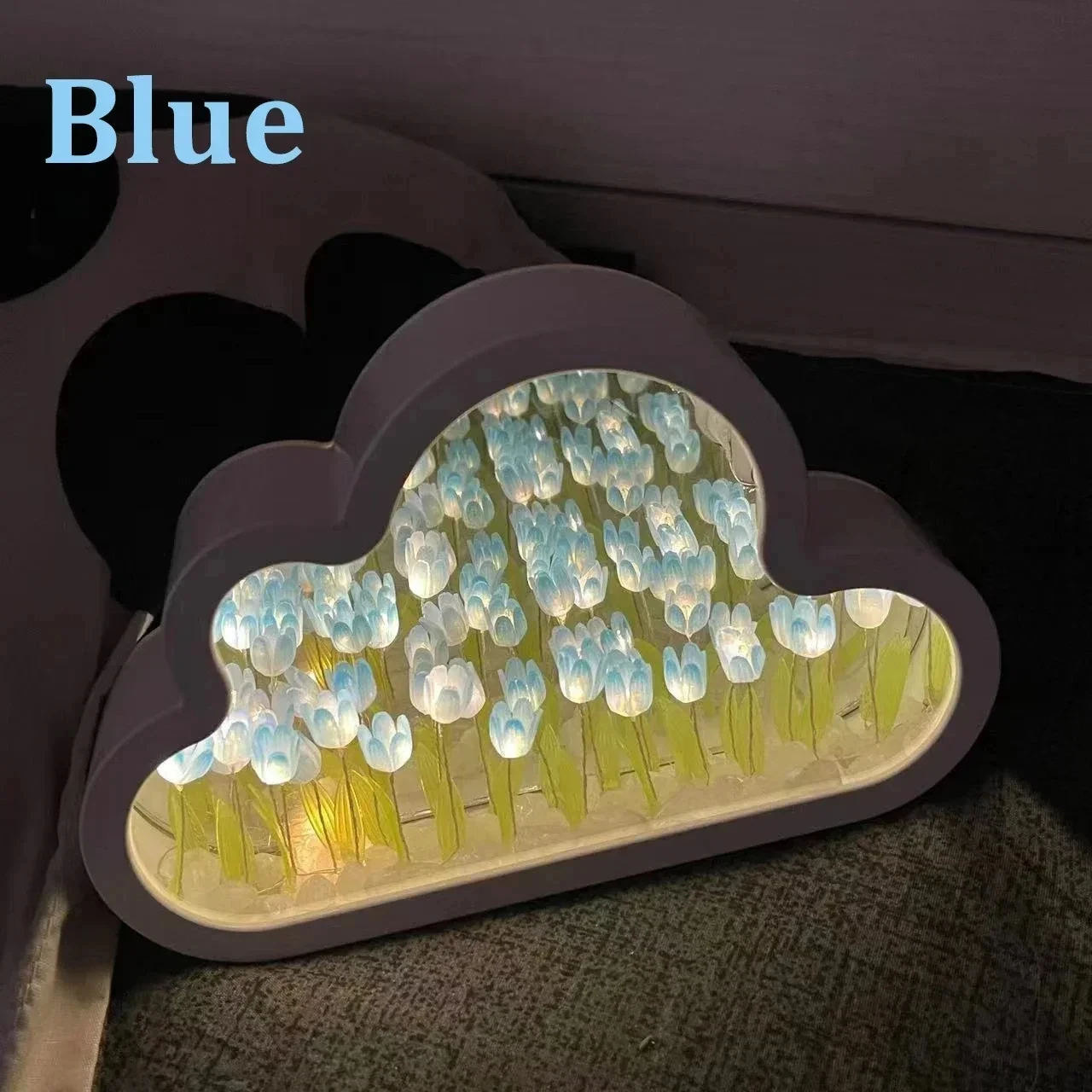 手作りのcloudチューリップナイトライト,DIY素材,花,家の装飾,ミラー,クリエイティブな雰囲気ランプ,誕生日プレゼント,バレンタインデー