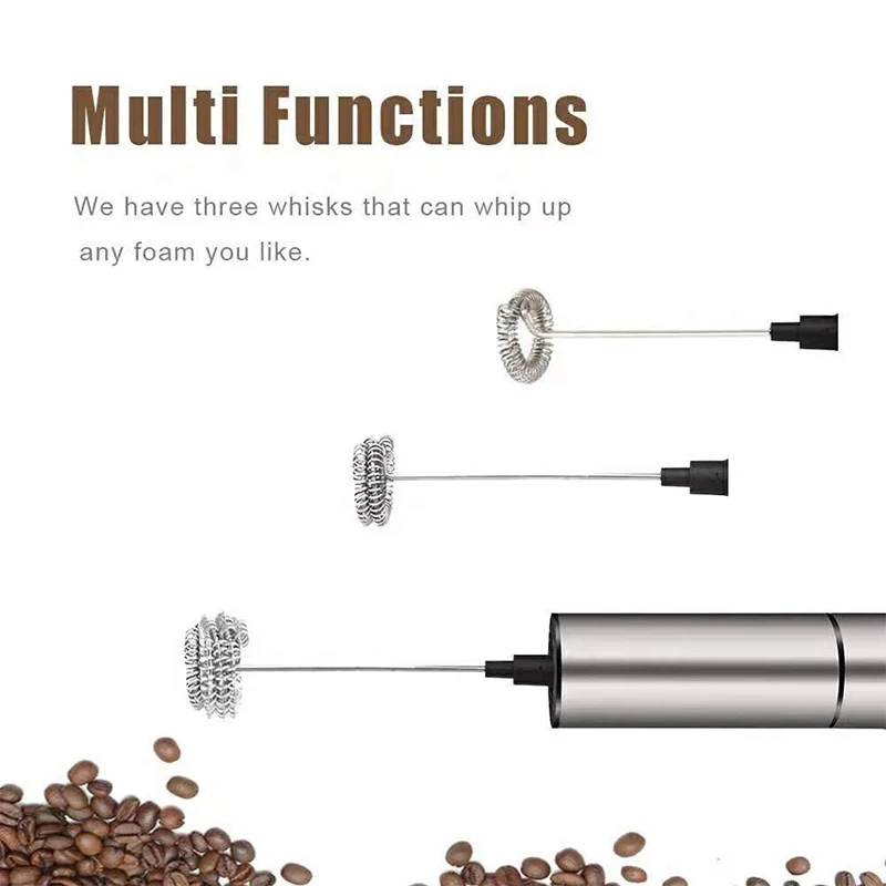 Whisk หัวเครื่องตีฟองนมไร้สาย Handheld โฟม Whisk ที่บีบคุกกี้ฤดูใบไม้ผลิ Mixer สำหรับกาแฟ Cappuccino