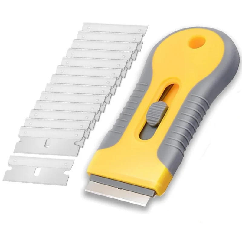 Scraper Blade Tool or 5pcs Blades, Retractable Paint Stripping Cleaning Tool for Removing Paint From Label Stickers Decals Glass