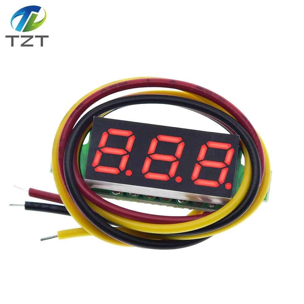Mini voltímetro Digital de 0,28 pulgadas, 0,28 ", 2/3 cables, pantalla LED azul/rojo/verde/amarillo, medidor de voltaje de Panel LED Digital DC 0-100V