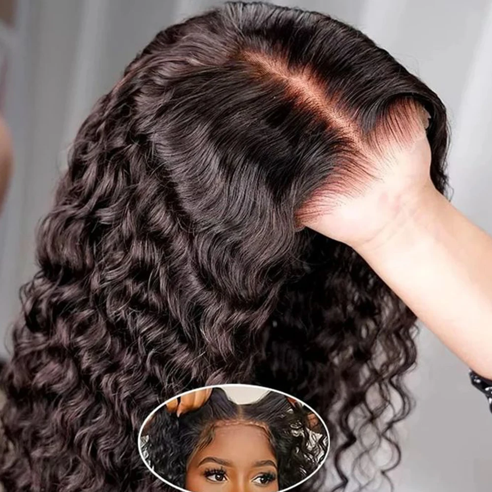 Curto encaracolado bob perucas de cabelo humano 180% sem cola fechamento brasileiro perucas frontais sem cola pré corte perucas de renda para mulher à venda