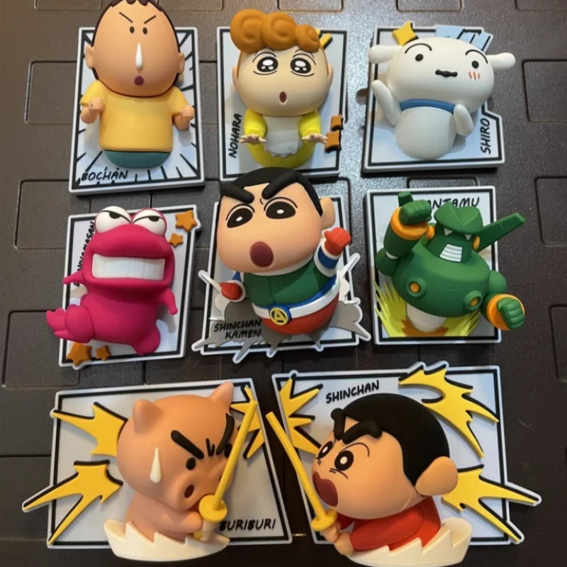 Genuine Crayon Shin Chan Manga Series Blind Box Refrigerator Sticker 3d Magnetic Attraction Anime Peripheral Cute Decor Toy Gift