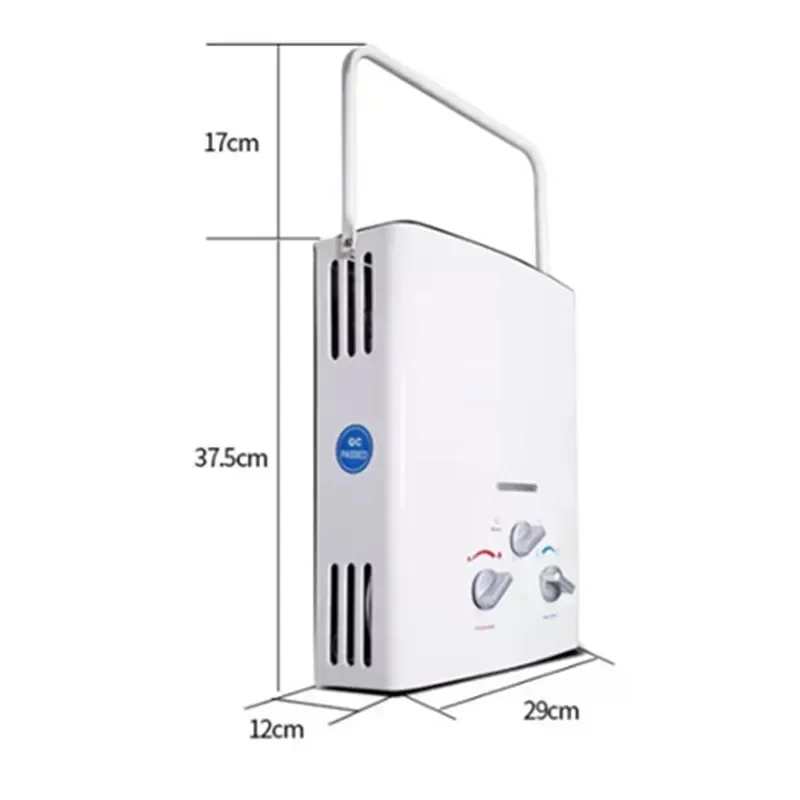 Aquecedor de água sem tanque a gás propano lpg 6l acampamento ao ar livre banho instantâneo com cabeça de chuveiro aquecedor de água quente caldeira carro caminhão tenda