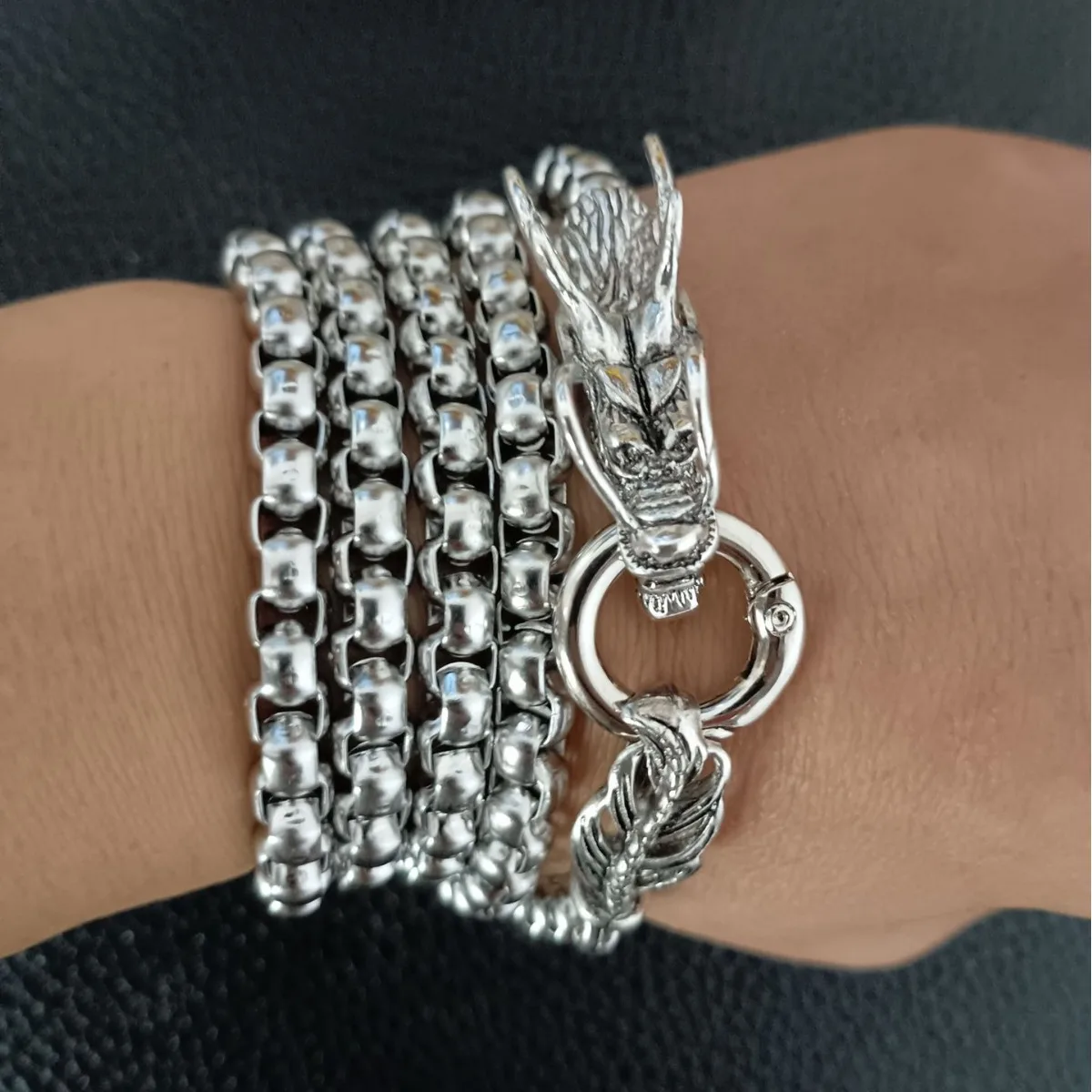 1M Dragon Self Defense Bracelet Fashion Hip Hop Personal Security Protection Whip Men Women Universal Stainless Steel