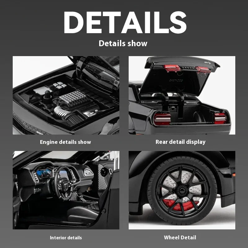 1:24 Dodge Challenger SRT Hellcat Redeye Muscle Alloy Diecast Car Model Computer Desktop DIY High Simulation Collection Ornament