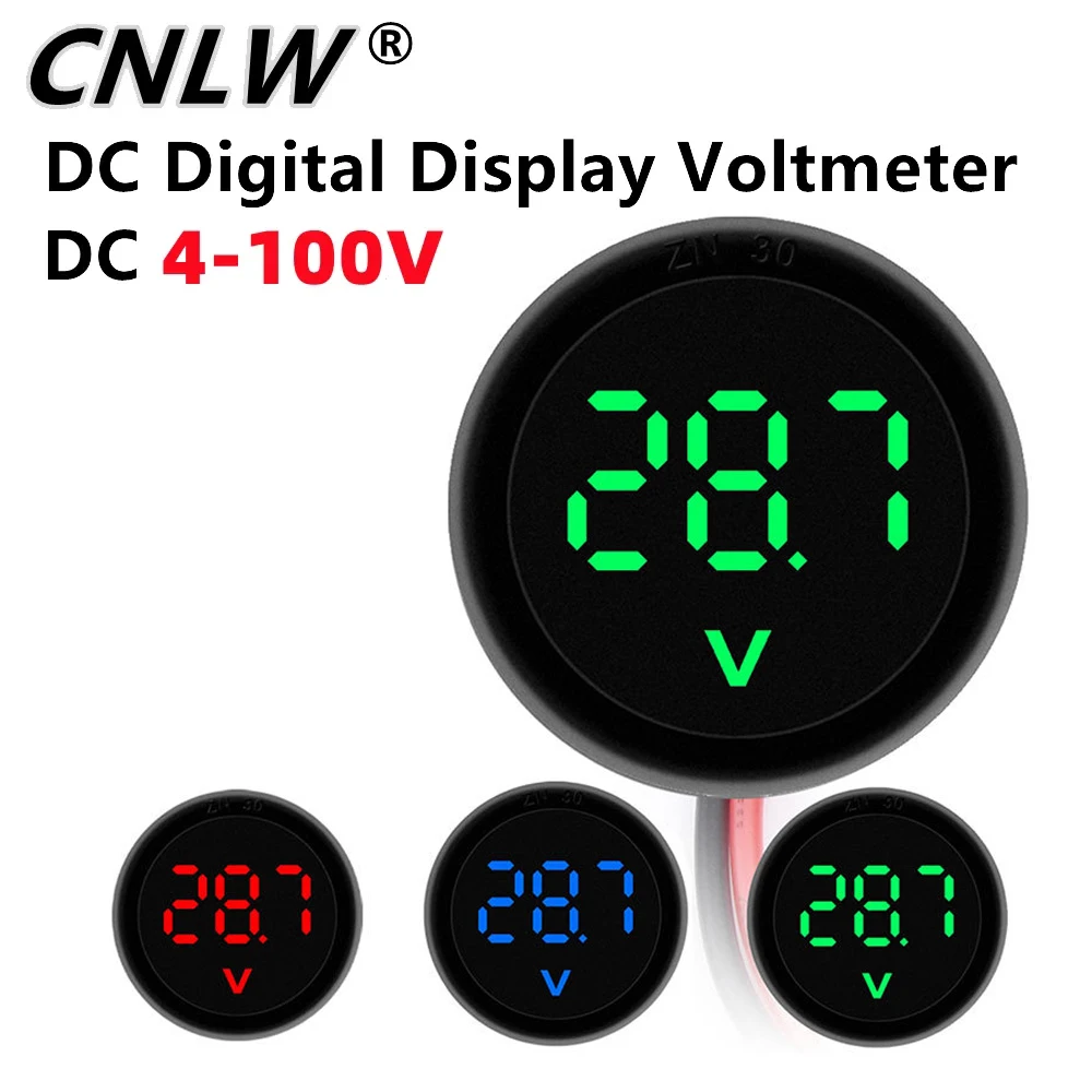 DC 4-100V LED Hiển Thị Kỹ Thuật Số Vòng 2 Dây Vôn Kế DC Kỹ Thuật Số Xe Ô Tô, Điện Máy Đo Volt máy Kiểm Tra Màn Hình Ô