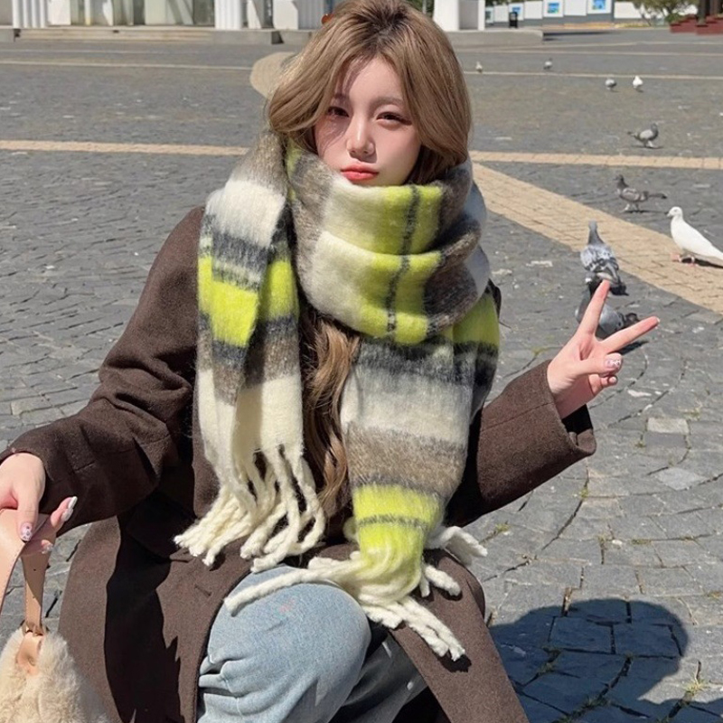 2024 inverno imitação de cachecol de caxemira para mulheres maillard high-end estilo coreano quente retro moda versátil xale grosso