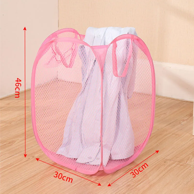 Cesta de lavandería plegable de mano, cesta de rejilla de almacenamiento de ropa sucia, organizador doméstico para ropa