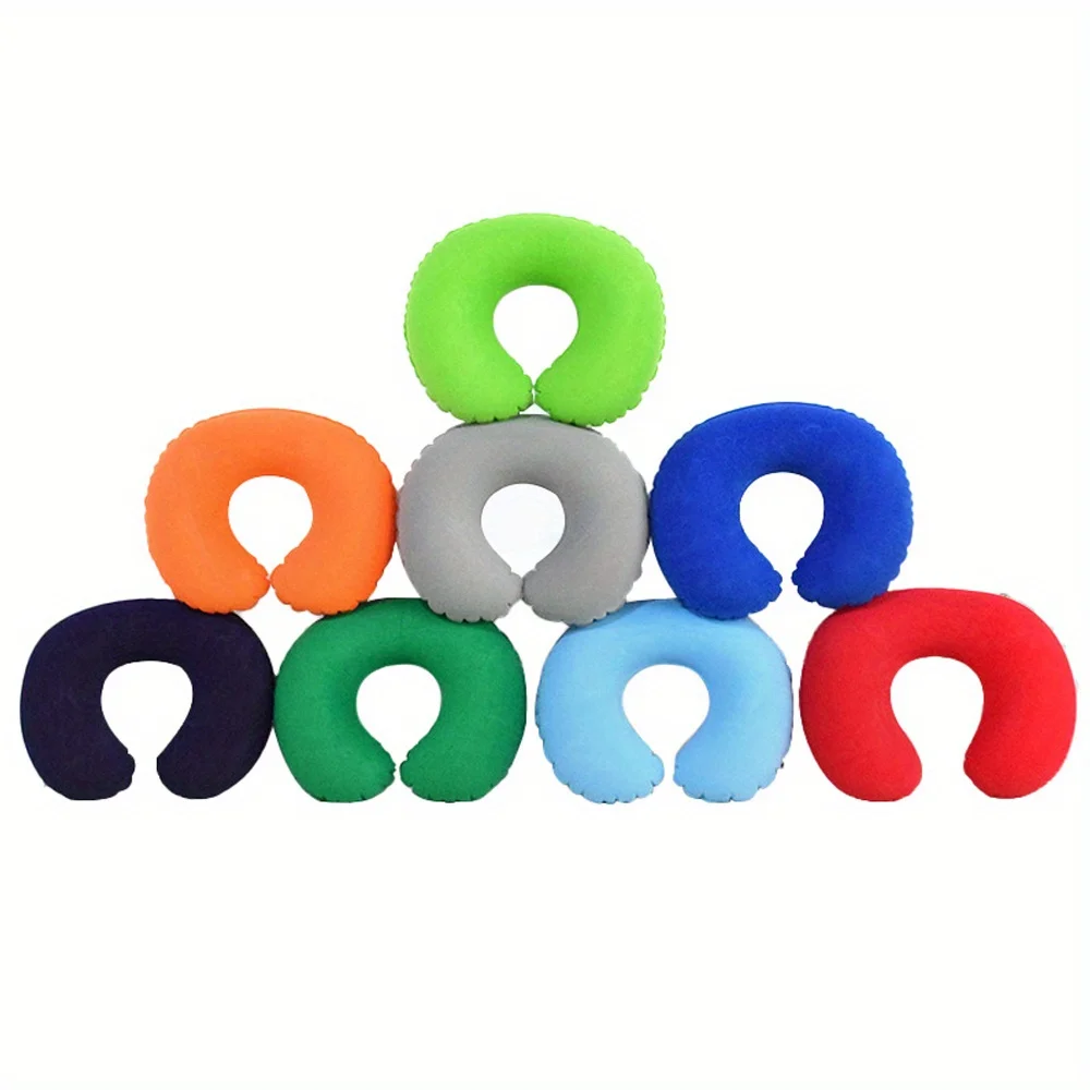 Almohada inflable en forma de C, almohada de viaje para el cuello, cojín redondo portátil, 1 Uds.