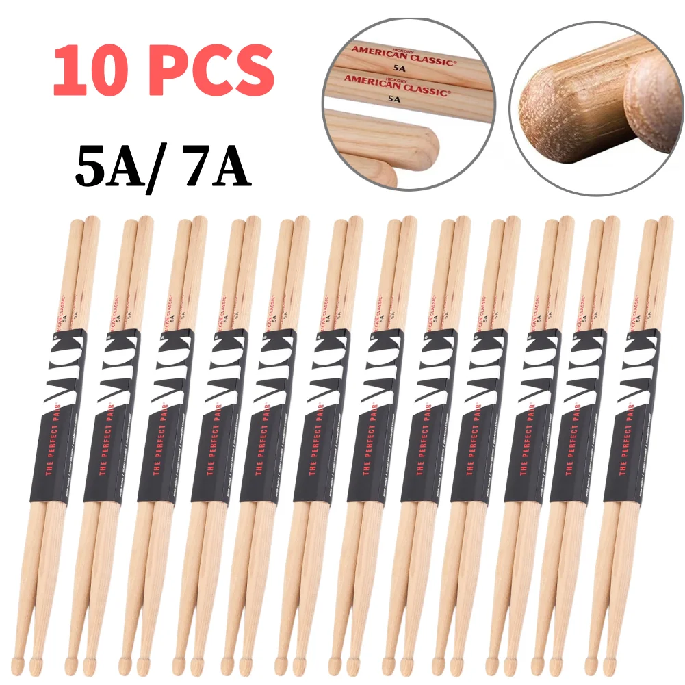 Baquetas de tambor de Jazz, peso y tono consistentes, baquetas de nogal americano, baquetas clásicas para tambores acústicos/electrónicos, 10 Uds.