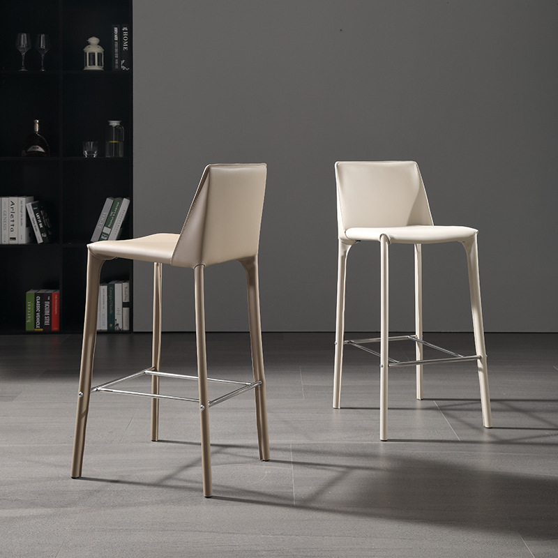 65/75cm, High Luxury Minimalist Italian Style Bar Chair, Bar, Home, Cafe, Front Desk High Stool, Saddle Leather Material
