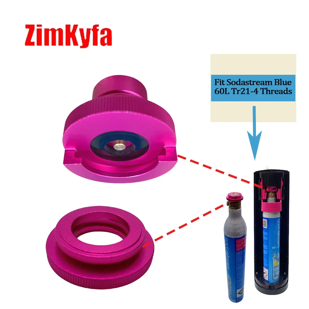 CO2 Convertor Adapter for Sodastream Blue 60L Tr21-4 Threads Cylinder to Pink Quick Connect Sparkling Water Makers DUO/Art/Terra