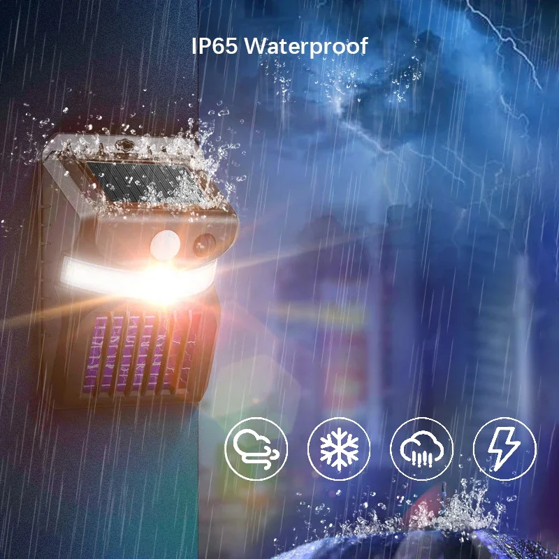 Lámpara Solar para exteriores, luz matamosquitos con función de Control de Mosquitos, Sensor infrarrojo, luz de carretera impermeable para jardín
