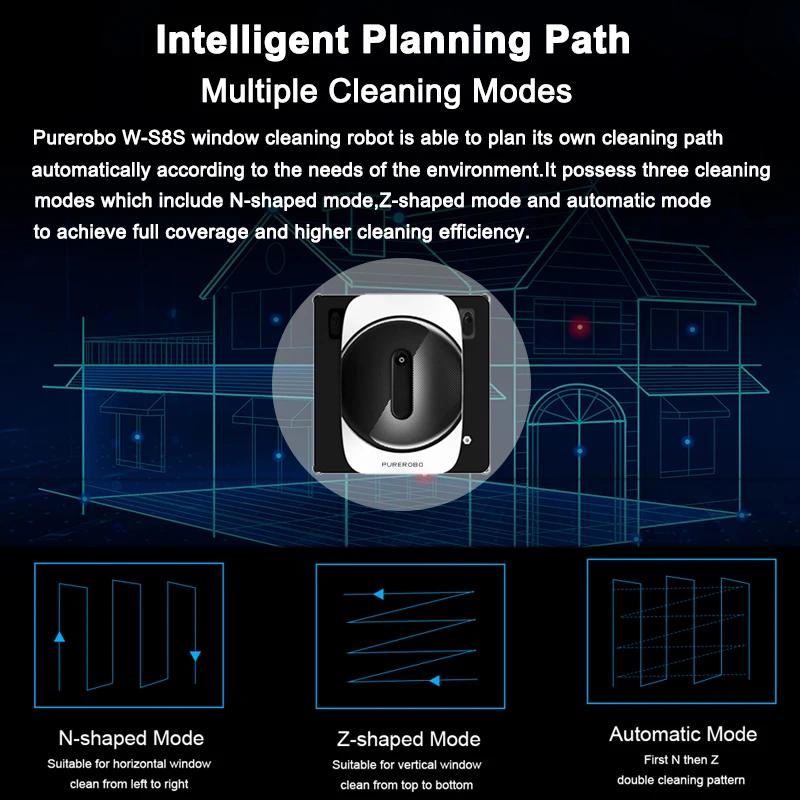 Purerobo W-S8S window cleaning robot with APP vacuum cleaner window cleaning robot window cleaner electric glass for home