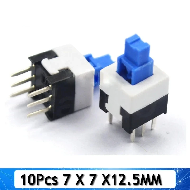 10 unids/lote 5,8x5,8 7x7 8x8 8,5x8,5mm autobloqueo/desbloqueo empuje táctil Micro interruptor de alimentación interruptores de botón de 6 pines