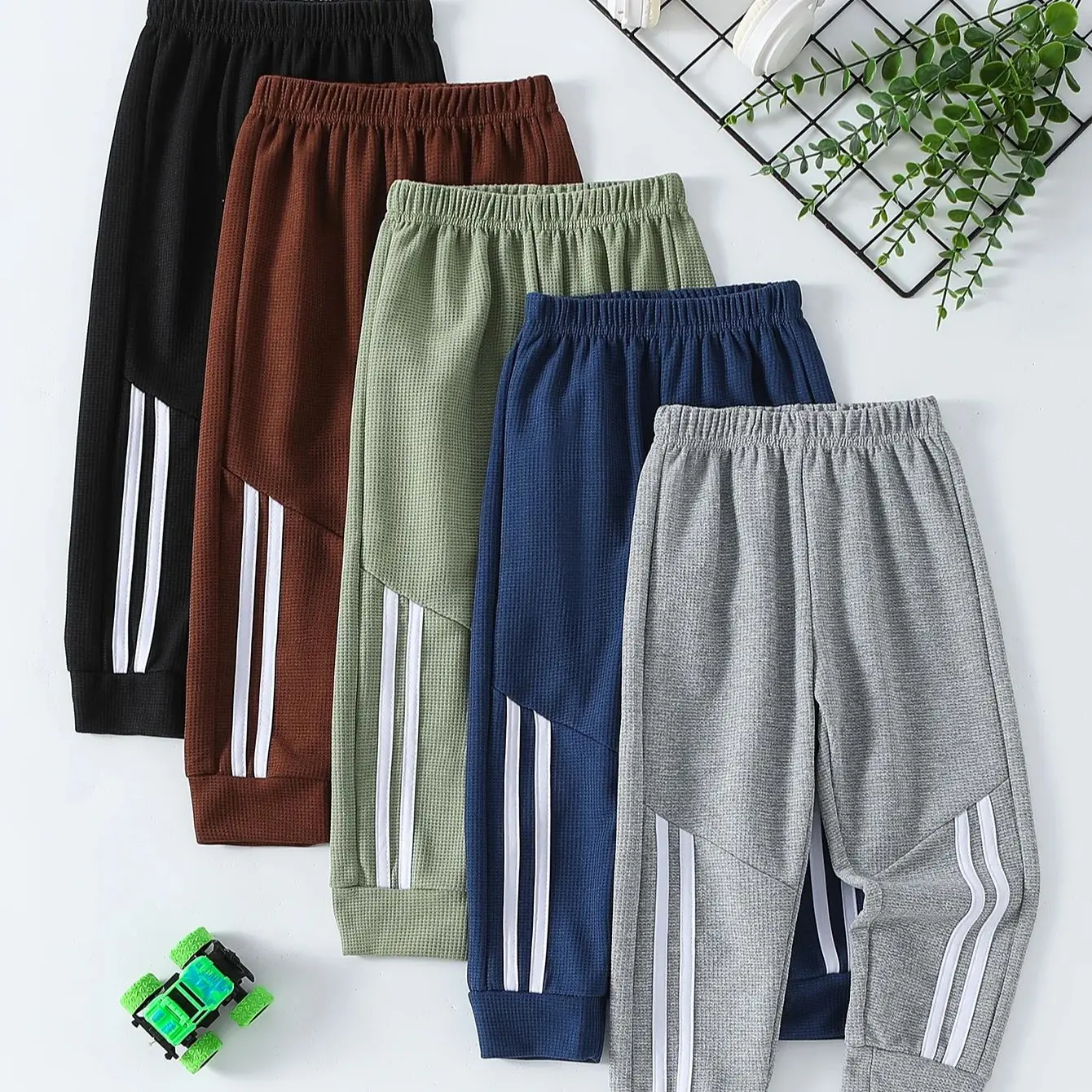 1/3 Pcs Kinder Waffel Einfarbig Sport Hosen Jungen Casual Joker Harun Hosen Elastische Taille Laufhose Mädchen Mode hosen