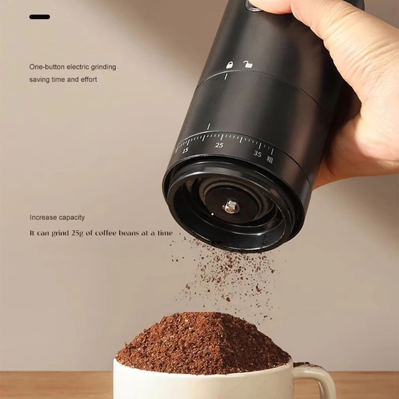 Molinillo de café eléctrico 2025, molinillo automático recargable, molinillo de café portátil con núcleo de cerámica