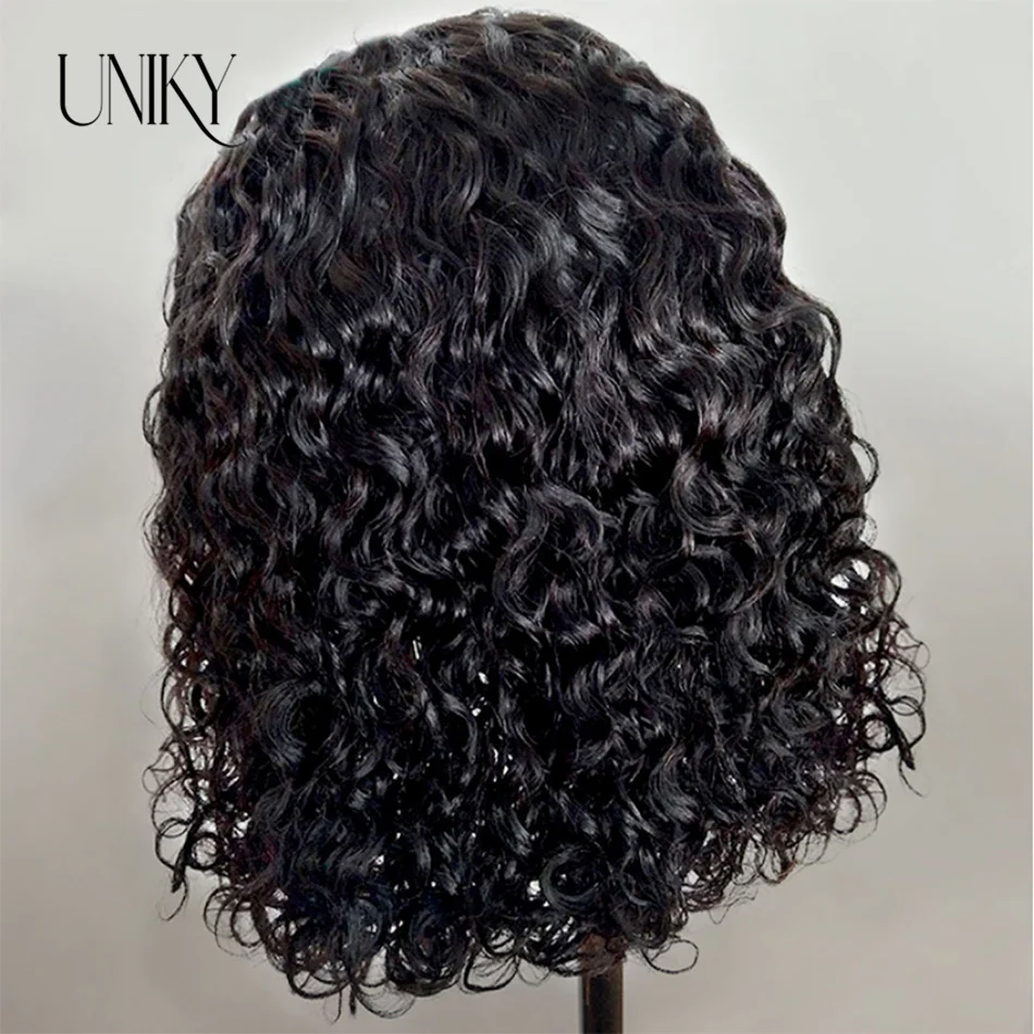 Pelucas de encaje con ondas de agua, pelucas de encaje con cierre 4x4 transparente de densidad 180 para mujeres, peluca Bob rizada profunda, parte lateral, pelucas de cabello humano con parte T