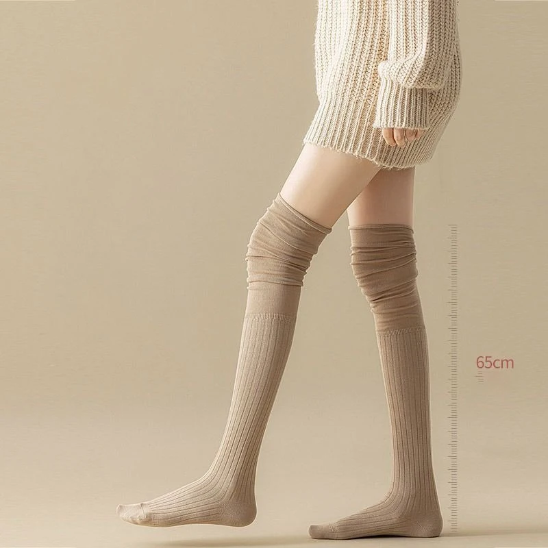 1/3/5 pares de calcetines hasta la rodilla, calcetines largos finos apilados, calcetines de retazos de Color sólido alto para mujer, medias de alta elasticidad