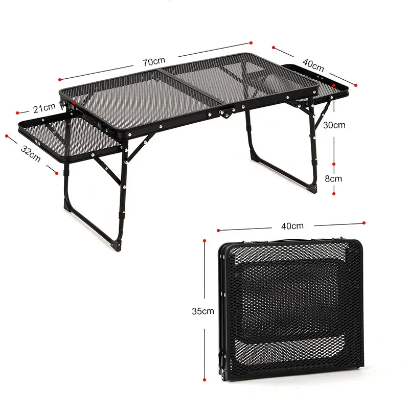 Mesa plegable de malla de hierro, mesa elevadora portátil, extensión de aleación de aluminio, mesa ligera, mesa de barbacoa con rejilla multifuncional